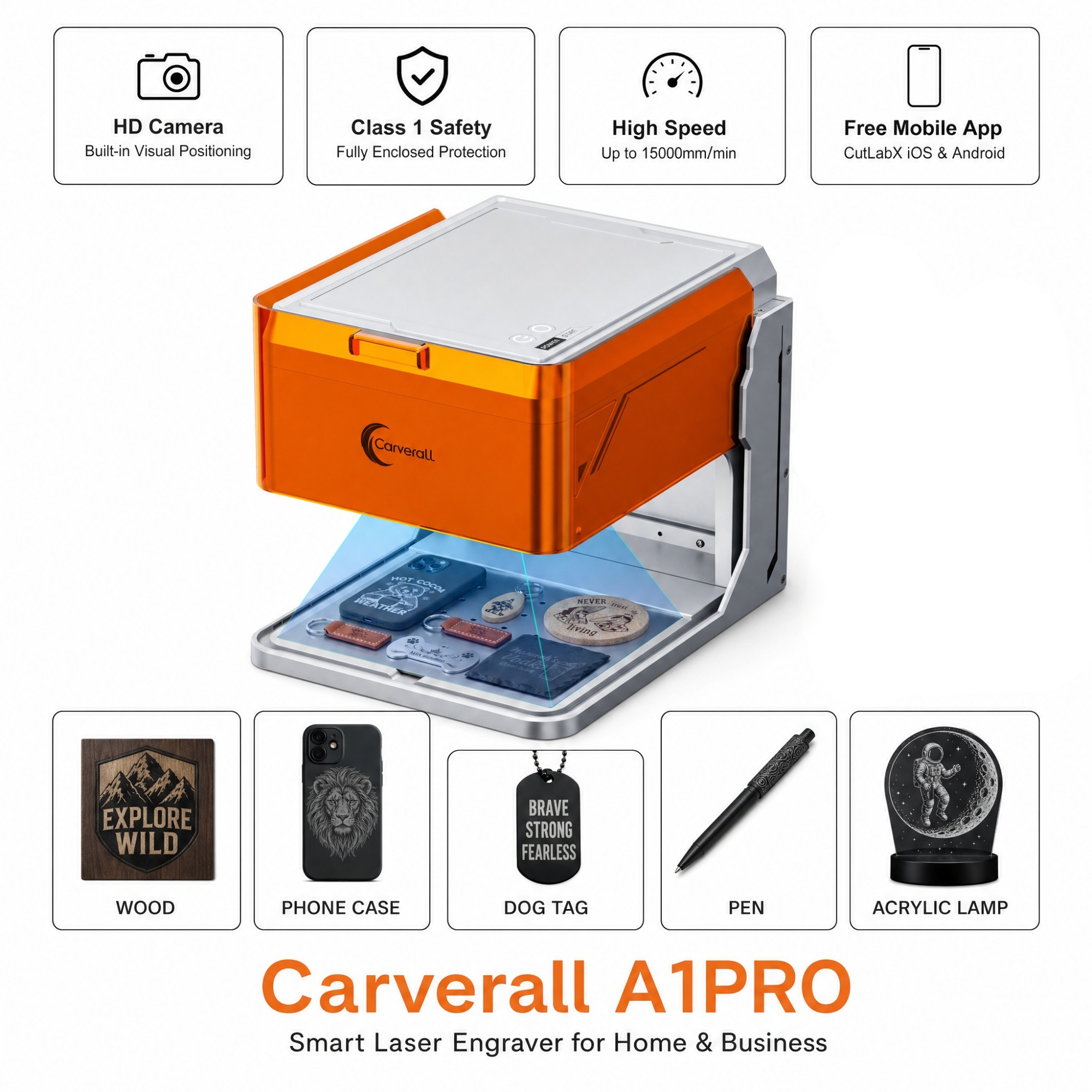Industrial Laser Solutions - Carverall A1PRO Desktop Laser Engraver and