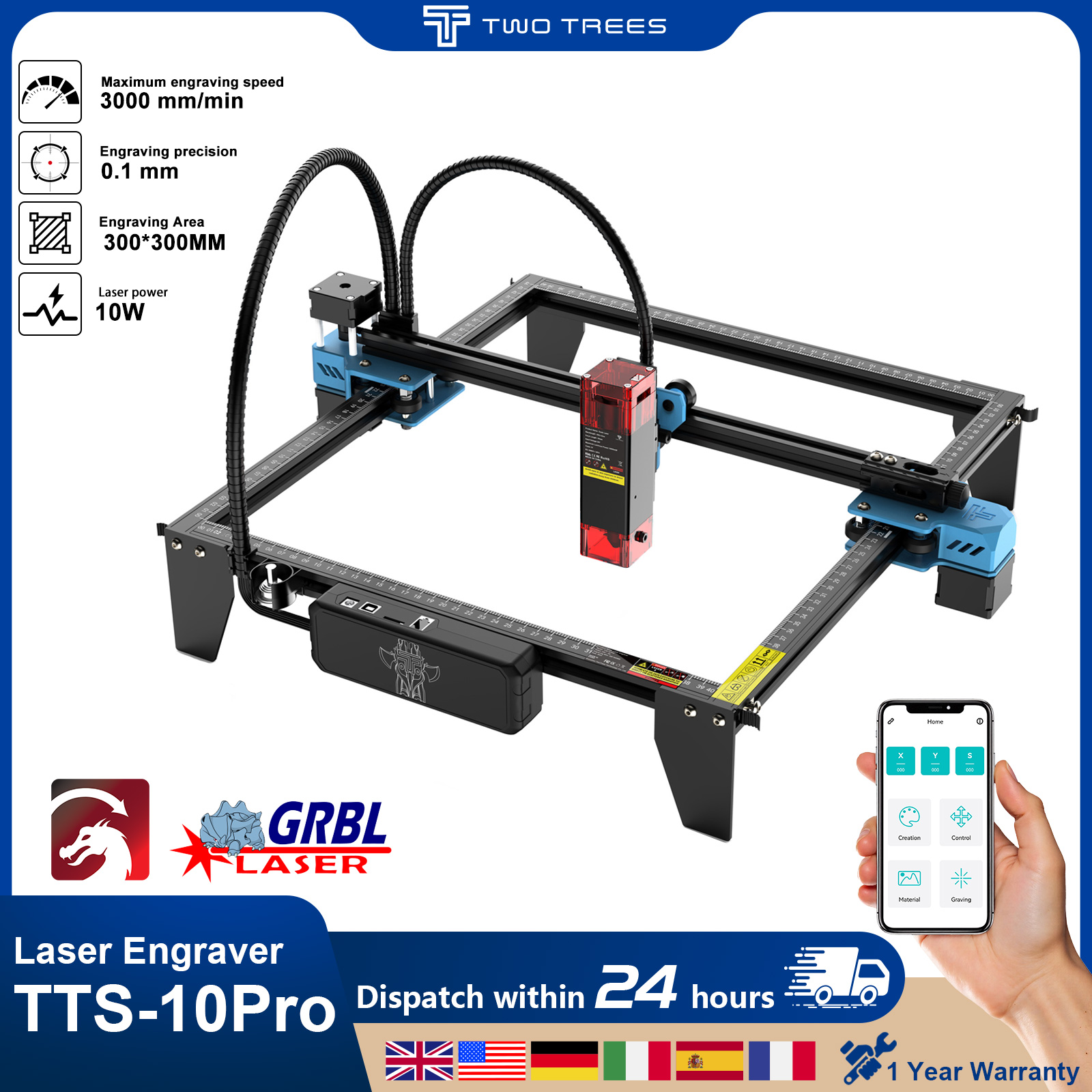 Twotrees TTS-10Pro Laser Engra - Industrial Laser Printing Machine avis et prix